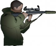 When standing without the use of a stick, by locking your arm against your chest the rifle can be rested on your hand." class="floatRight" src="/sites/all/files/icon_notice.png" title="When standing without the use of a stick, by locking your arm against your chest the rifle can be rested on your hand
